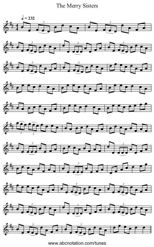 The Merry Sisters - staff notation