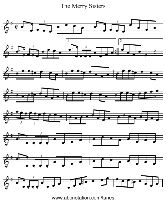 The Merry Sisters - staff notation
