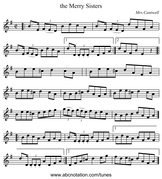 the Merry Sisters - staff notation
