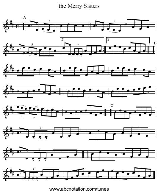 the Merry Sisters - staff notation