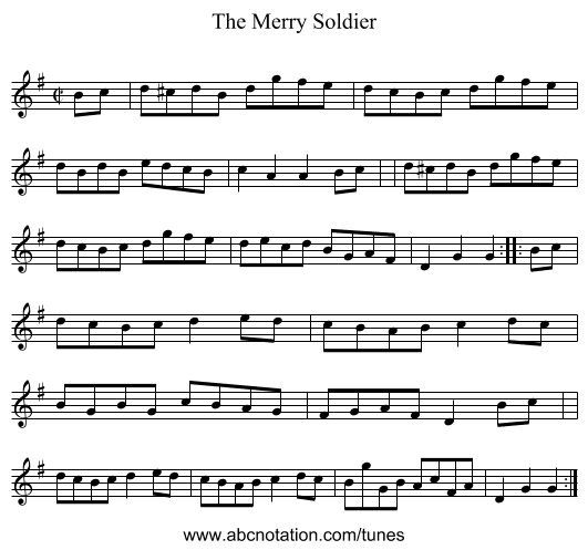 The Merry Soldier - staff notation