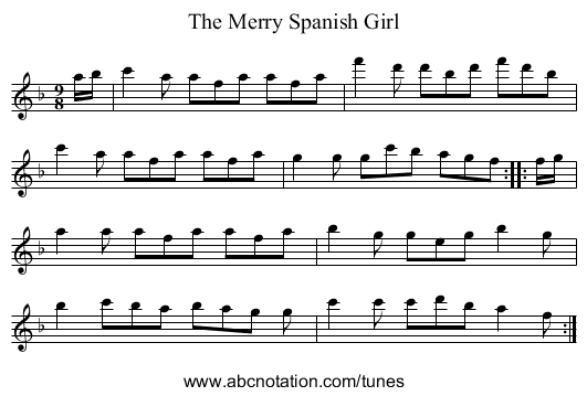 The Merry Spanish Girl - staff notation