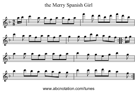the Merry Spanish Girl - staff notation