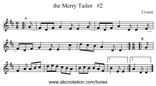 the Merry Tailor   #2 - staff notation