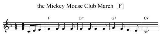 the Mickey Mouse Club March  [F] - staff notation