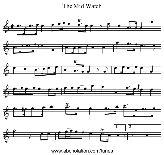 The Mid Watch - staff notation