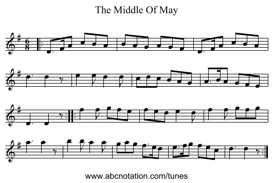 The Middle Of May - staff notation