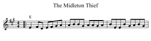 The Midleton Thief - staff notation