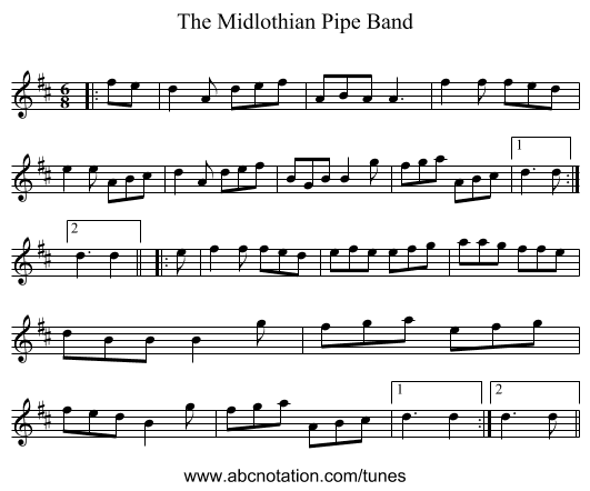 The Midlothian Pipe Band - staff notation