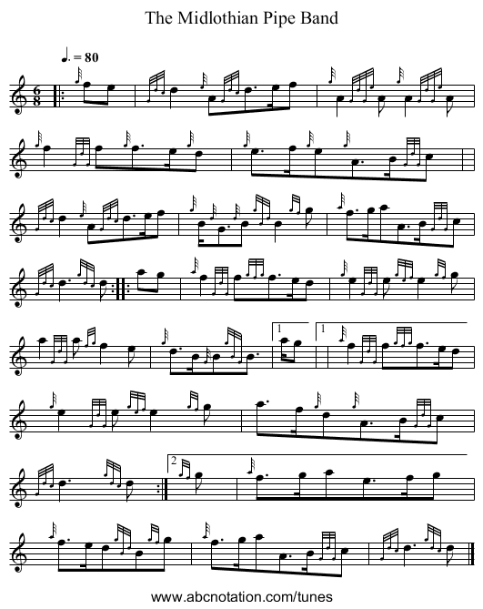 The Midlothian Pipe Band - staff notation