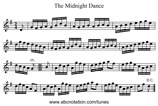 The Midnight Dance - staff notation