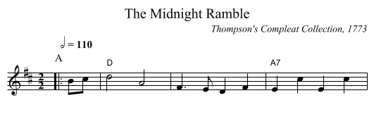 The Midnight Ramble - staff notation