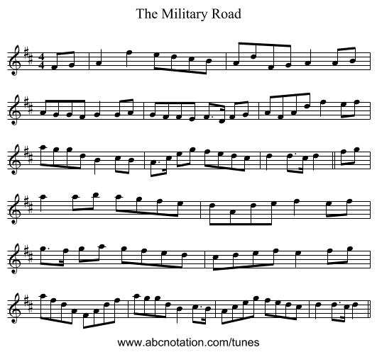 The Military Road - staff notation