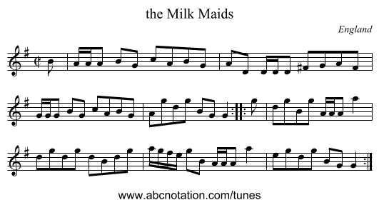 the Milk Maids - staff notation
