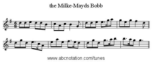 the Milke-Mayds Bobb - staff notation