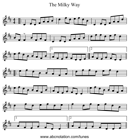 The Milky Way - staff notation