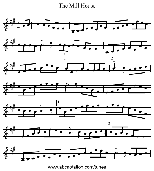 The Mill House - staff notation