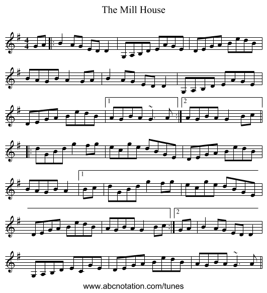 The Mill House - staff notation