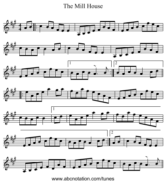 The Mill House - staff notation