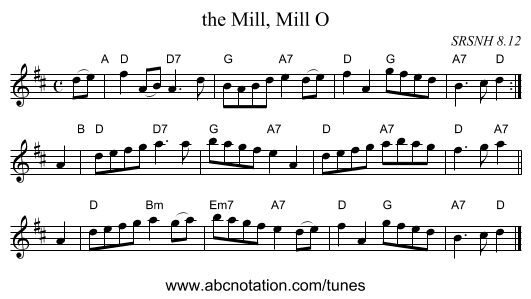 the Mill, Mill O - staff notation