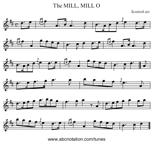The MILL, MILL O - staff notation