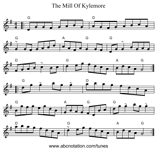 The Mill Of Kylemore - staff notation