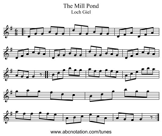 The Mill Pond - staff notation
