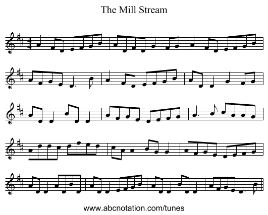 The Mill Stream - staff notation