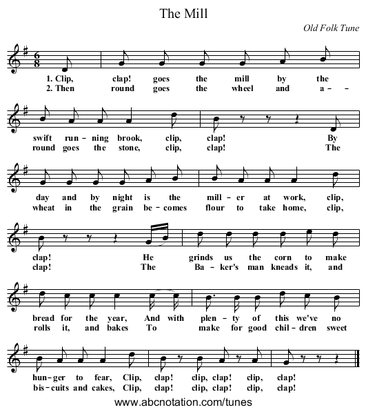 The Mill - staff notation