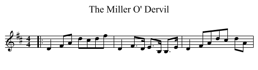 The Miller O' Dervil - staff notation