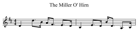 The Miller O' Hirn - staff notation