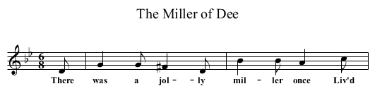 The Miller of Dee - staff notation