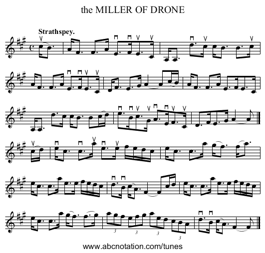 the MILLER OF DRONE - staff notation