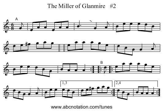 The Miller of Glanmire   #2 - staff notation
