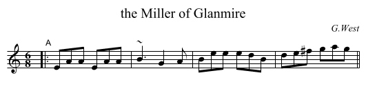 the Miller of Glanmire - staff notation