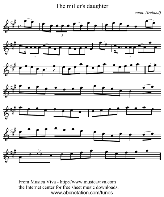 The miller's daughter - staff notation