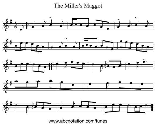 The Miller's Maggot - staff notation