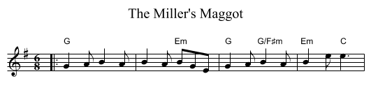 The Miller's Maggot - staff notation