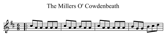 The Millers O' Cowdenbeath - staff notation