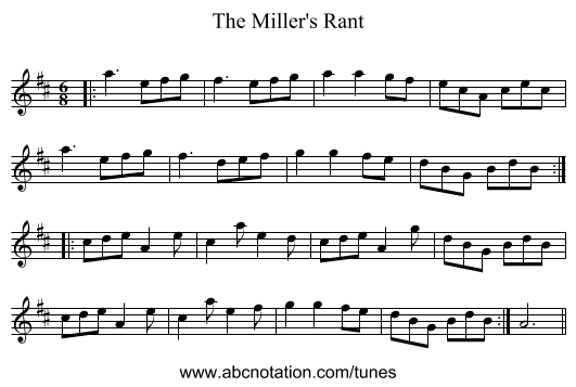 The Miller's Rant - staff notation