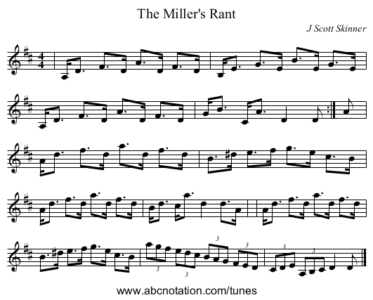 The Miller's Rant - staff notation