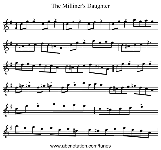 The Milliner's Daughter - staff notation