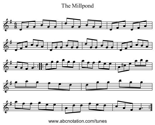 The Millpond - staff notation