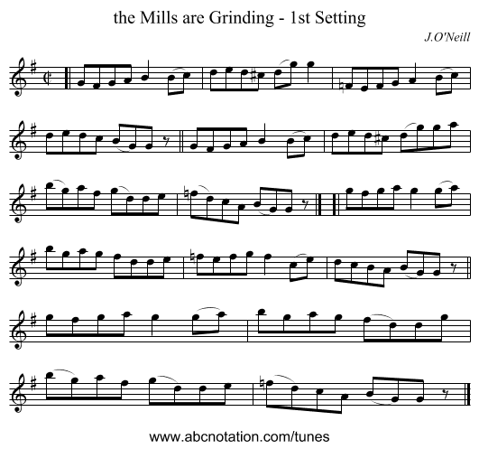 the Mills are Grinding - 1st Setting - staff notation