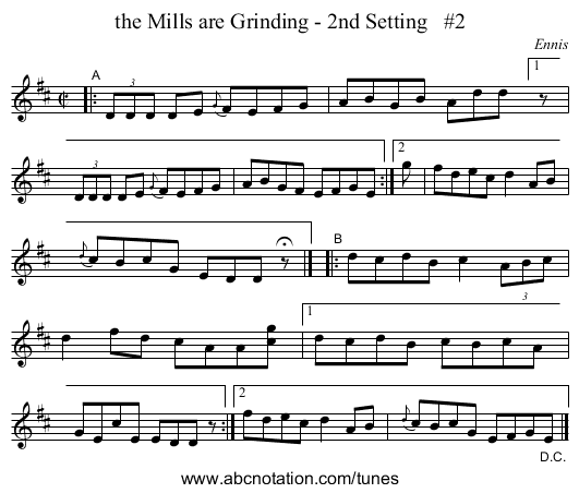 the Mills are Grinding - 2nd Setting   #2 - staff notation