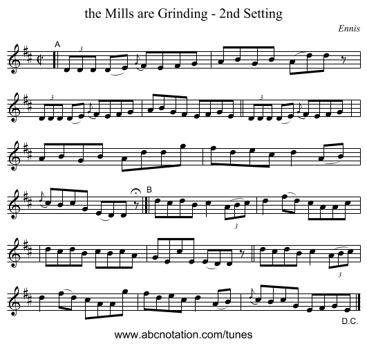 the Mills are Grinding - 2nd Setting - staff notation