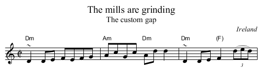 The mills are grinding - staff notation