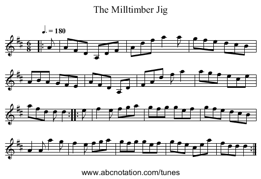 The Milltimber Jig - staff notation