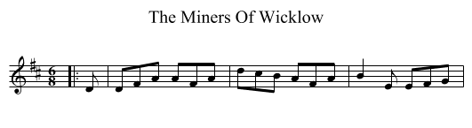 The Miners Of Wicklow - staff notation