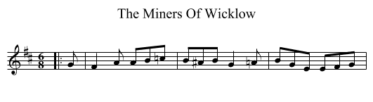 The Miners Of Wicklow - staff notation
